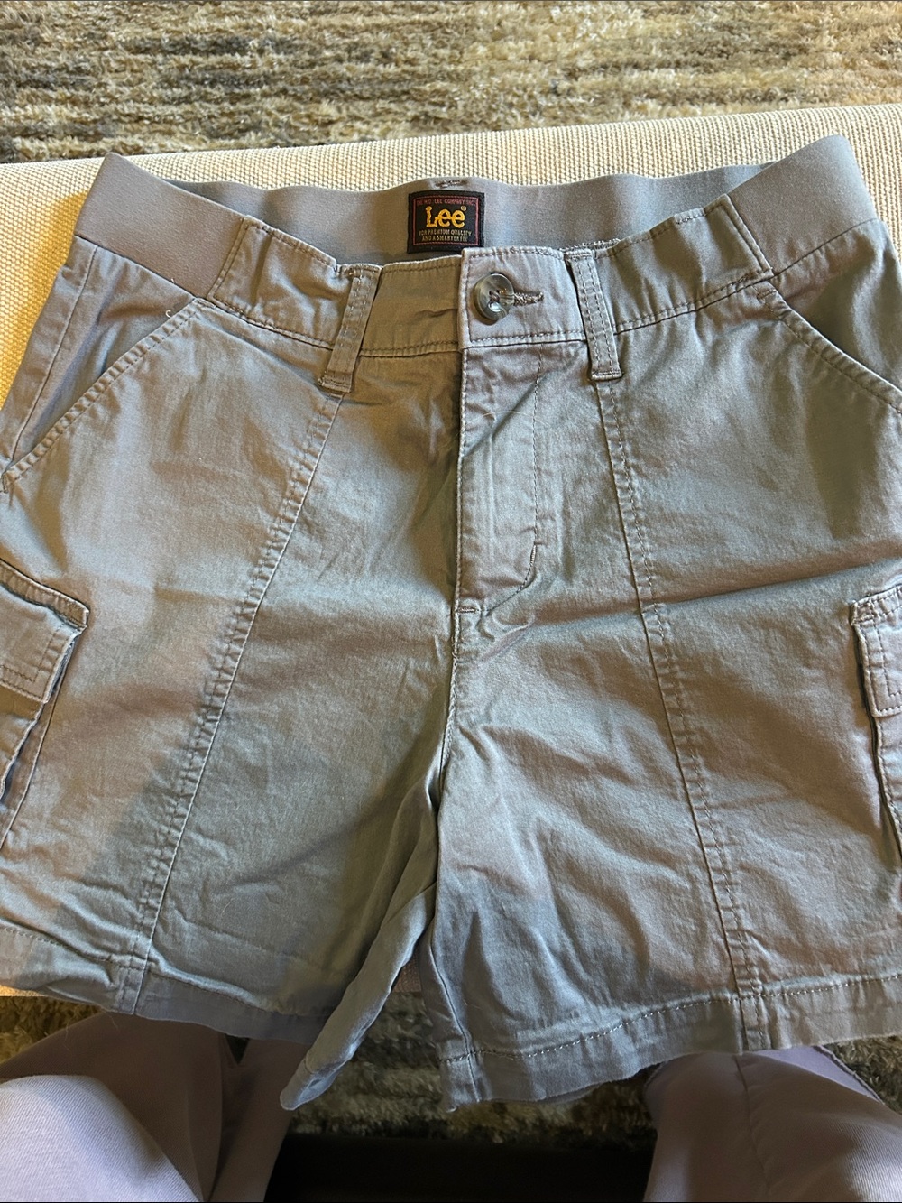 Lee Women's Gray Cargo Shorts with Elastic Waistband